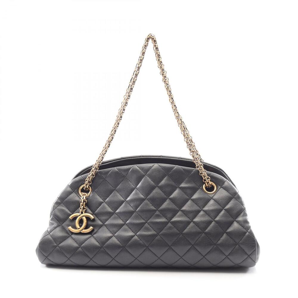 Chanel Mademoiselle Bowling Bag Shoulder Lambskin Sheepskin Black